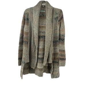 XS Earth Toned Chunky Knit Open Front Cardigan